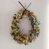 ミモザのドライフラワーリース(雫型)