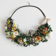 花籠みたいなドライフラワーリース(丸)